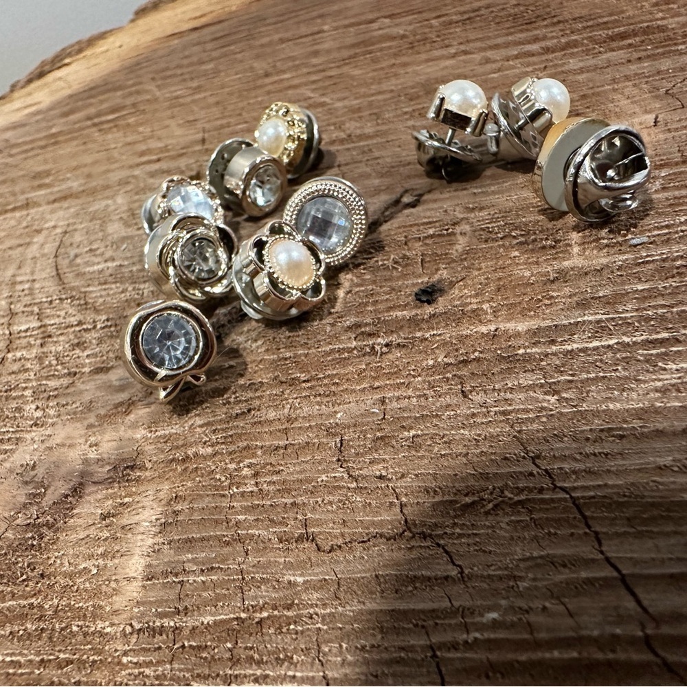 Source Unknown Gold and Silver Button Pins - mini brooches